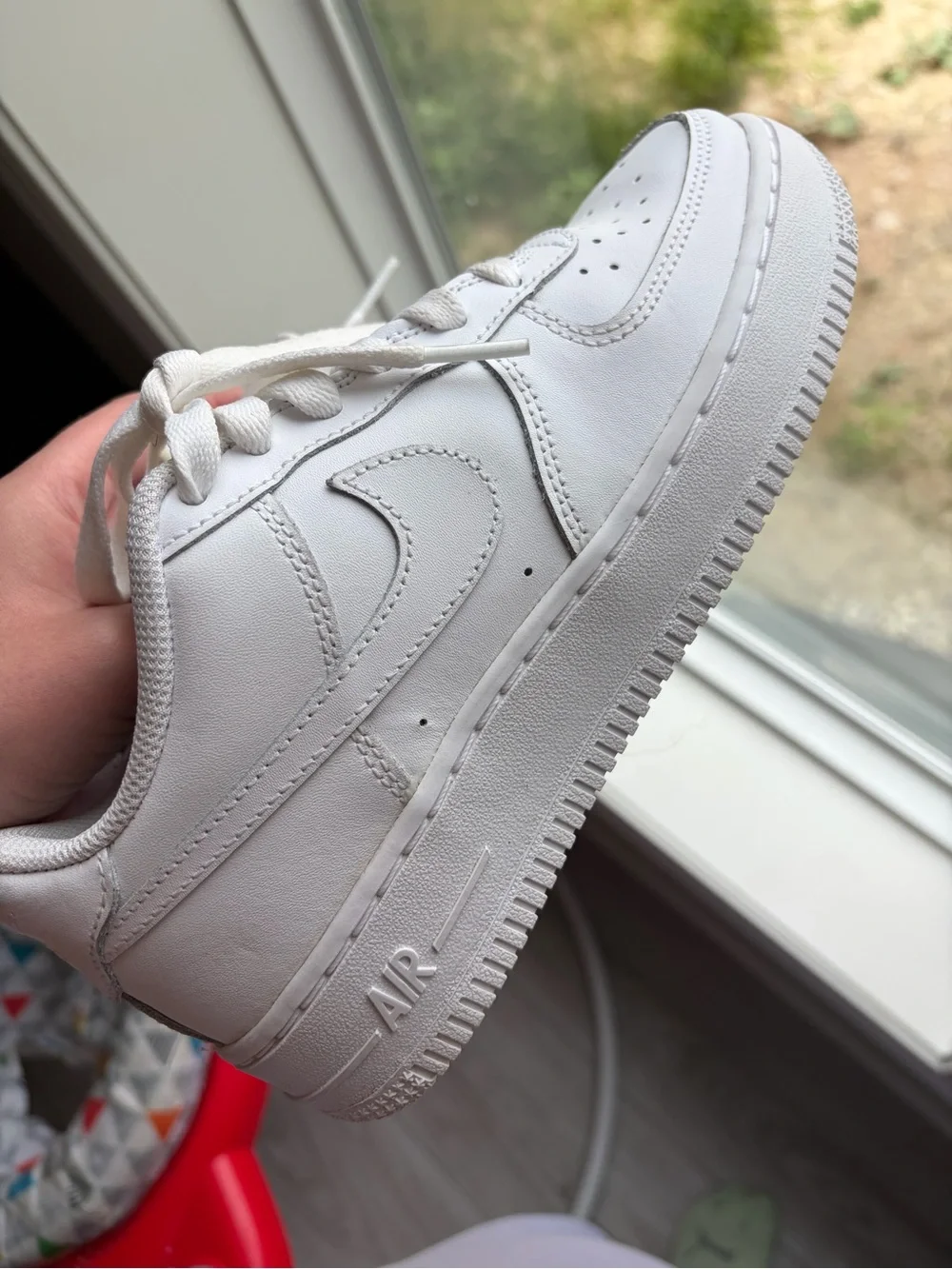 Nike Kids White Leather Air Force 1 Sneakers